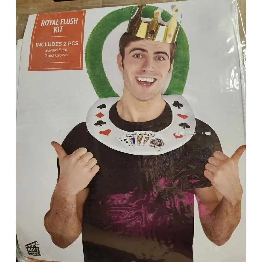 Royal Flush Costume Kit Toilet Seat Crown Novelty Casino Poker Player Halloween